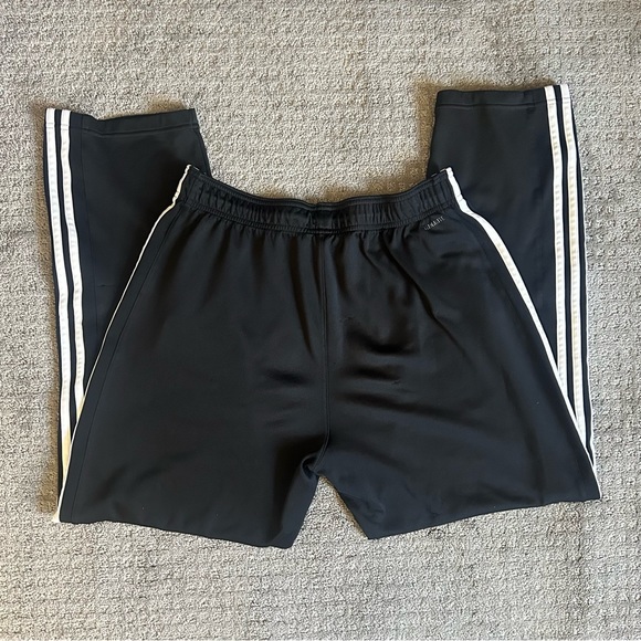 Adidas Men’s Large Black 3-Stripe Straight Leg Drawstring Track Sweatpants - Picture 1 of 9